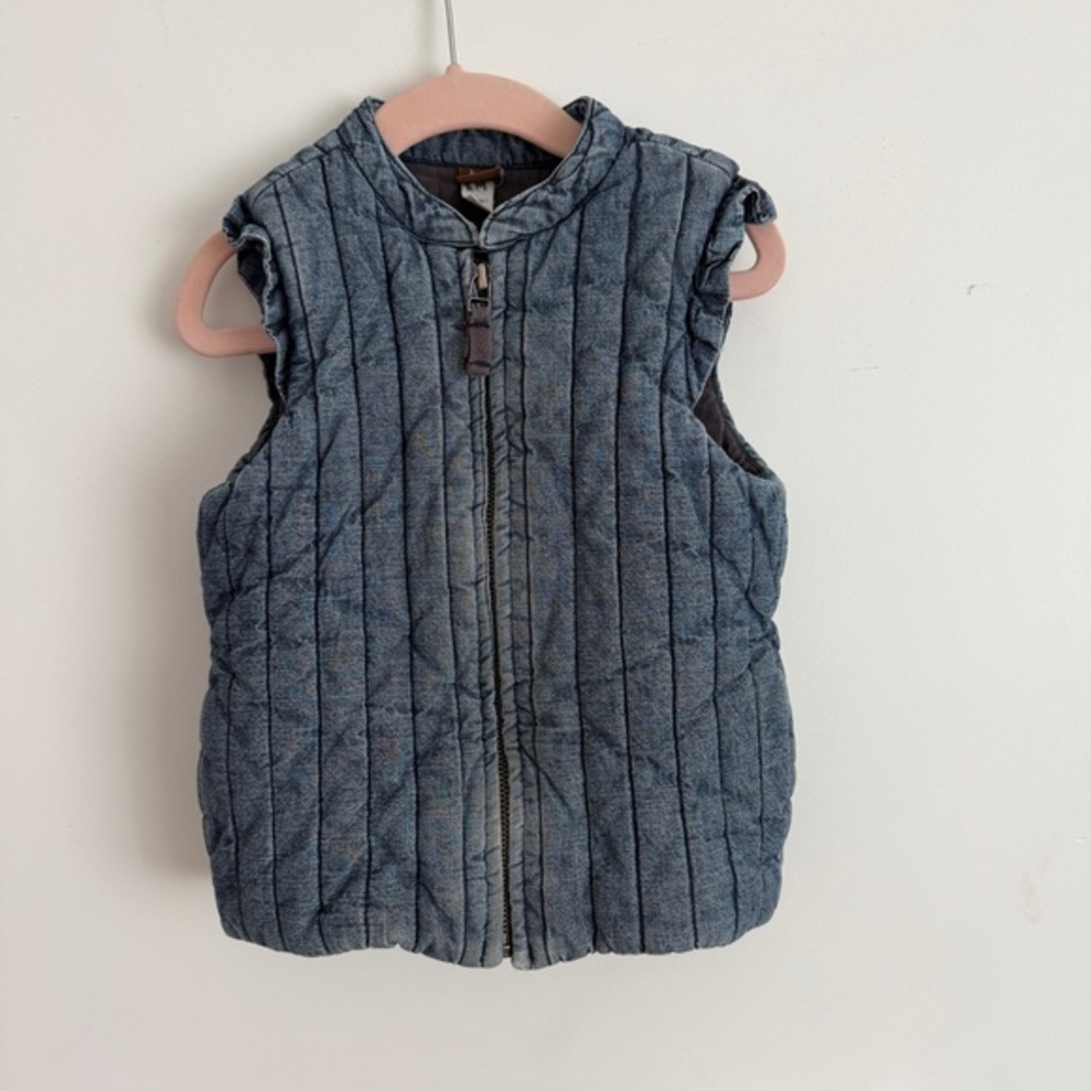 Tea Collection Chambray zipper vest quilted SP 4/5